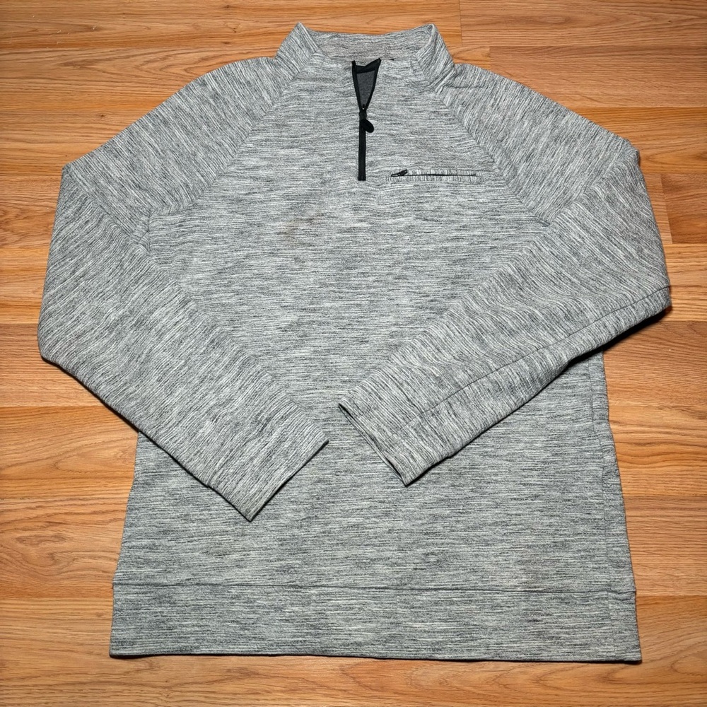 Marc Anthony Turtleneck Zip Up Slim Fit/Stretch Gray White Sweater Size M